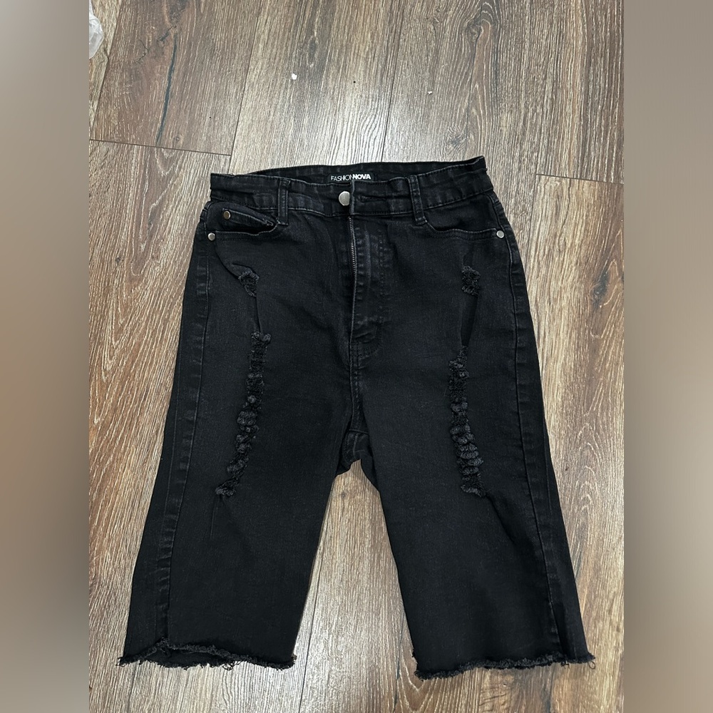 Fashion Nova Black Skinny Distressed Jeans